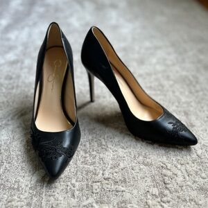 Jessica Simpson Purla Black Embroidered Heels